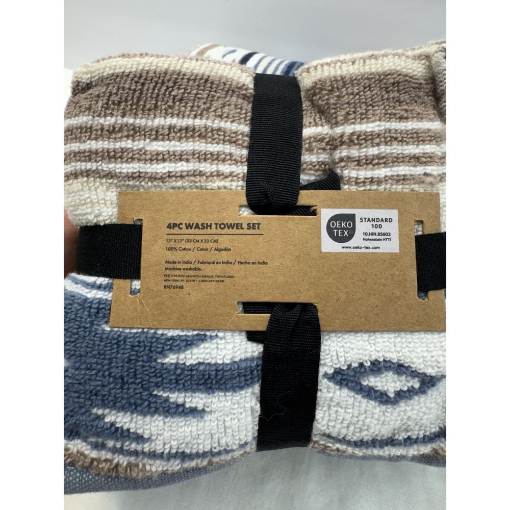 New Wrangler 1 Bath Towel And 4 Washcloths Set Coyote Sands Brown Blue Western - Picture 5 of 8